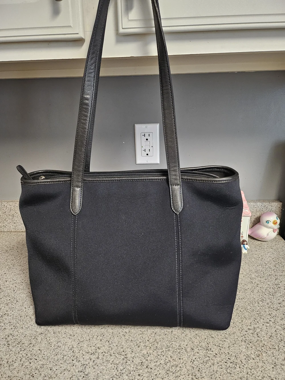 Coach Black Tote Bag with Leather Trim Vitage